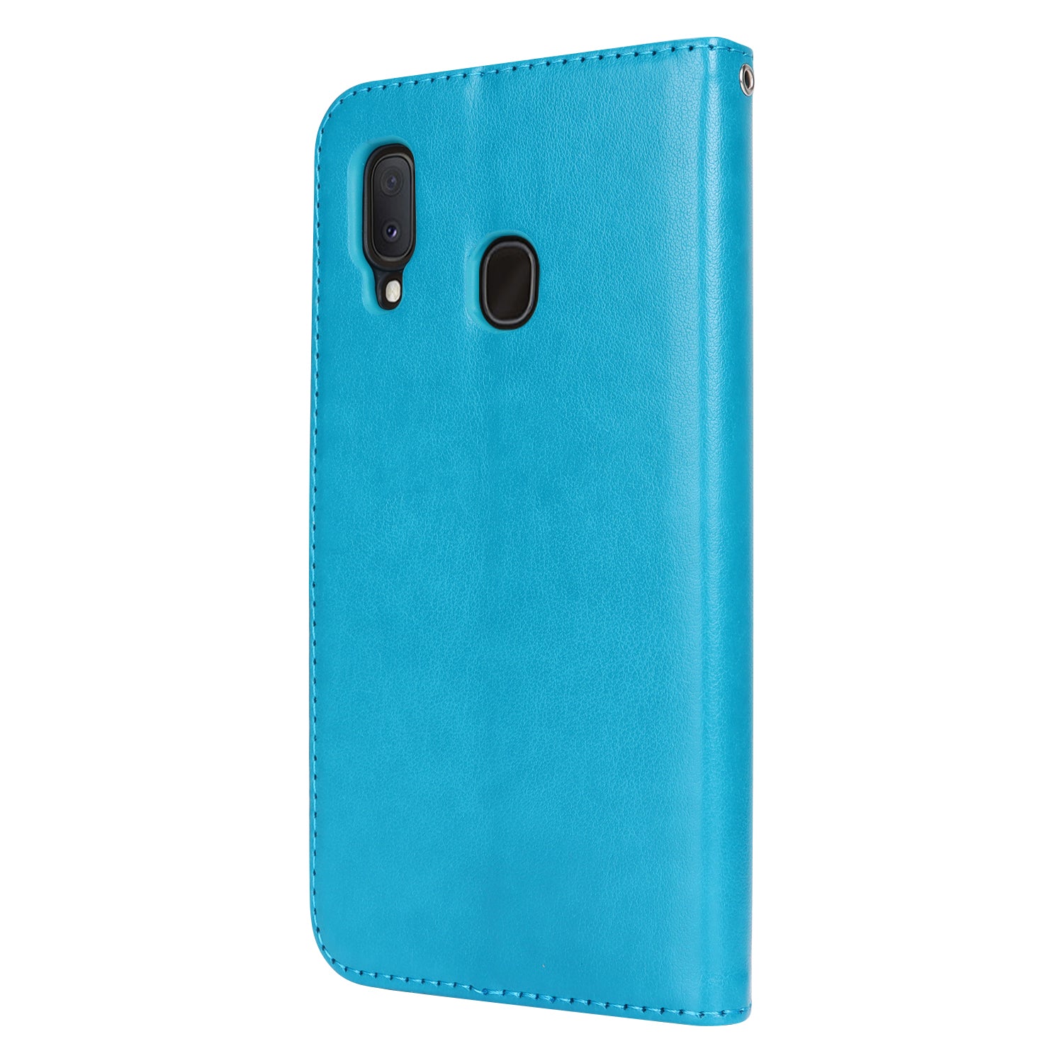 For Samsung Galaxy A20e Case Flower Imprinted R61 Texture Phone Wallet Cover - Blue For Samsung Galaxy A20e Case Flower Imprinted R61 Texture Phone Wallet Cover - Blue